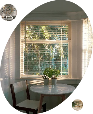 Window Blinds around coffee Table