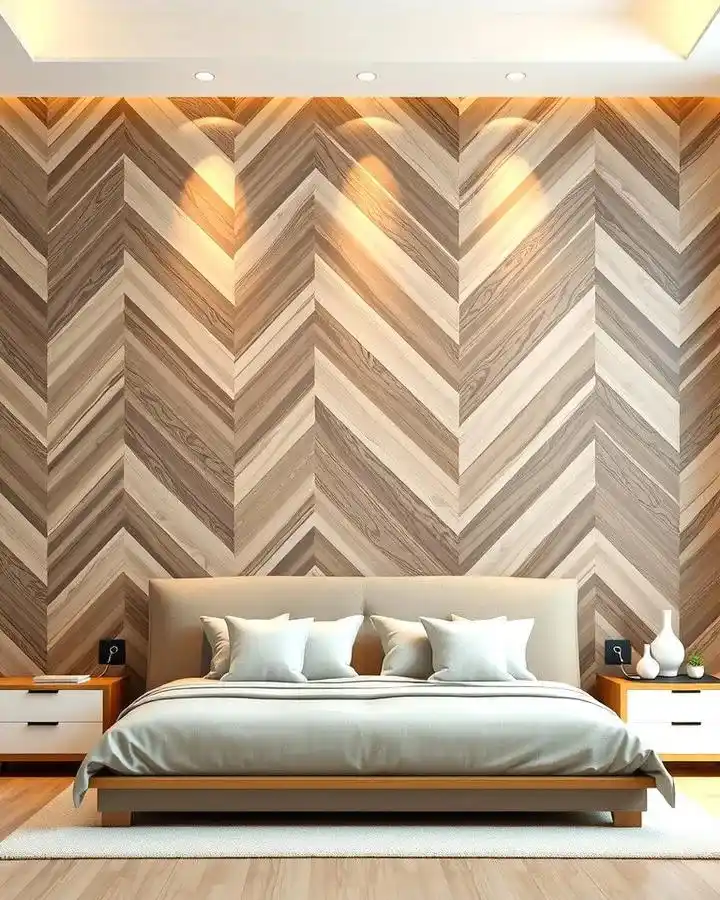 Chevron Pattern Wooden Wall Panels