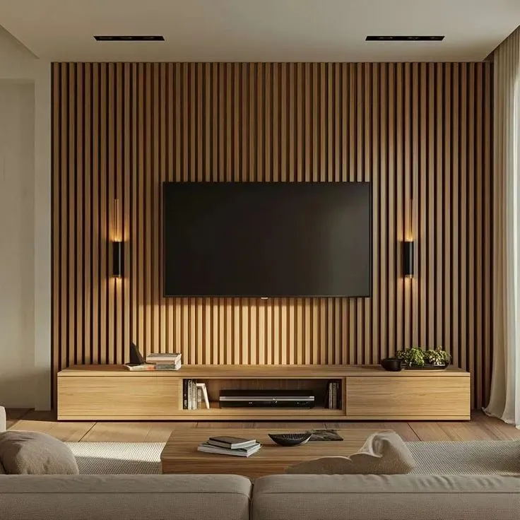 Wooden Panels Slat TV Background